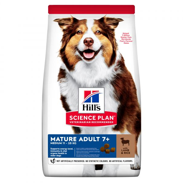 HILL`S SP DOG MEDIUM MATURE 7+ LAMB sausā barība suņiem Jērs 14kg