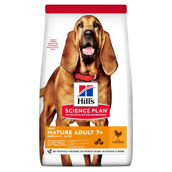 HILL`S SP DOG MEDIUM MATURE 7+ LIGHT sausā barība suņiem 14kg