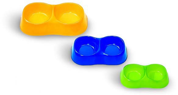Dubultā plastmasas bļoda suniem, kaķiem 15x26cm 300ml