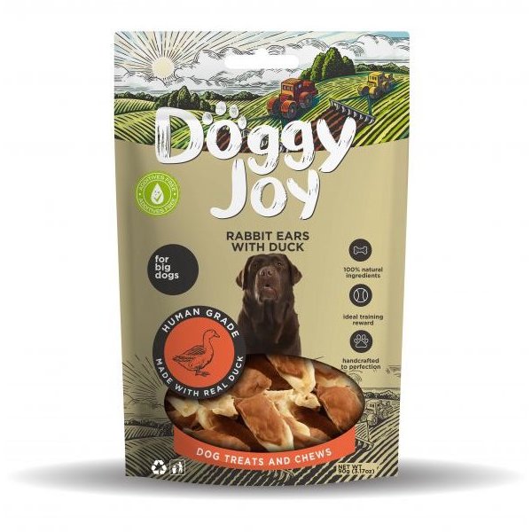 DOGGY JOY gardums suņiem Trušu ausis ar pīli 90g