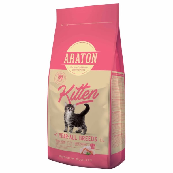 Araton Kitten sausā kaķēnu barība ar vistu 15 kg