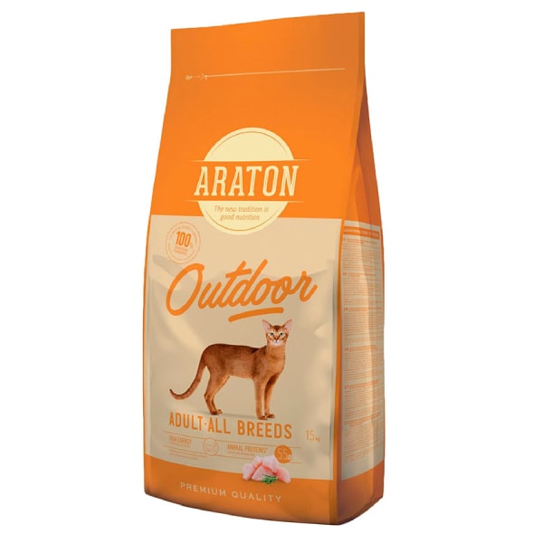 Araton Outdoor sausā kaķu barība ar vistu 15 kg