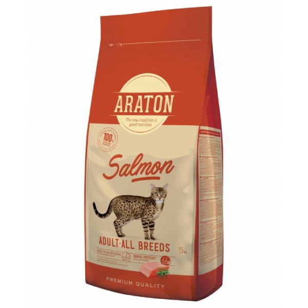 Araton Adult sausā kaķu barība ar lasi 15 kg