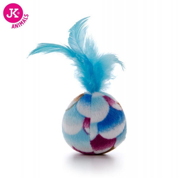 JK Rotaļlieta kaķiem plīša bumbiņa ar spalvām 4.5cm Blue
