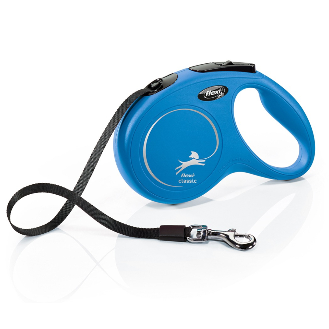 FLEXI NEW CLASSIC L LENTE BLUE 8M 50KG izvelkama inercijas pavada suņiem