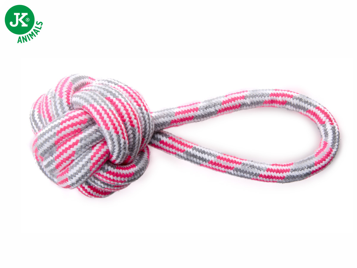 JK suņu rotaļlieta Bumba no virves ar rokturi 9cm