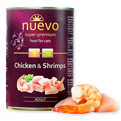 NUEVO CAT CHICKEN & SHRIMPS konservi kaķiem Vista, garneles 400g