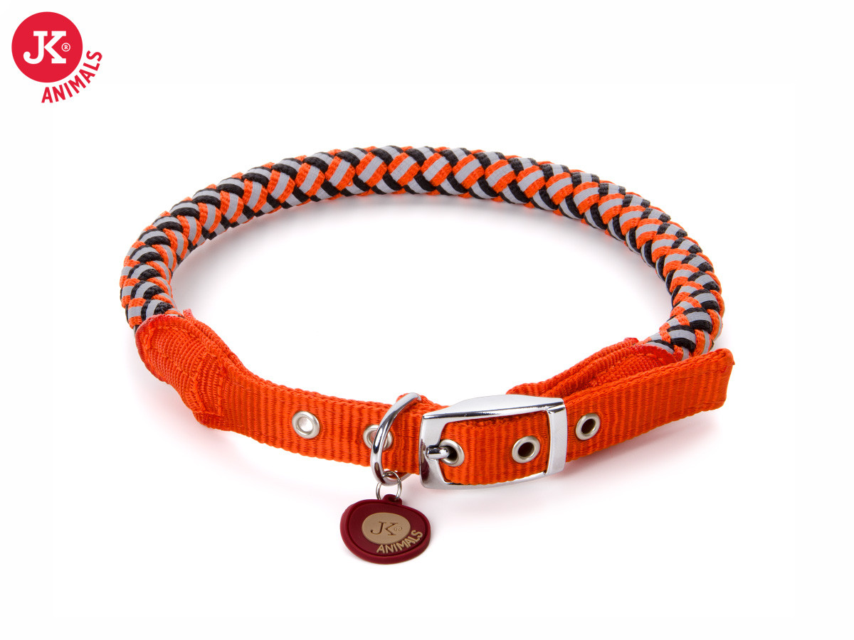 JK suņu kaklasiksna atstarojoša M 44-53cm Orange
