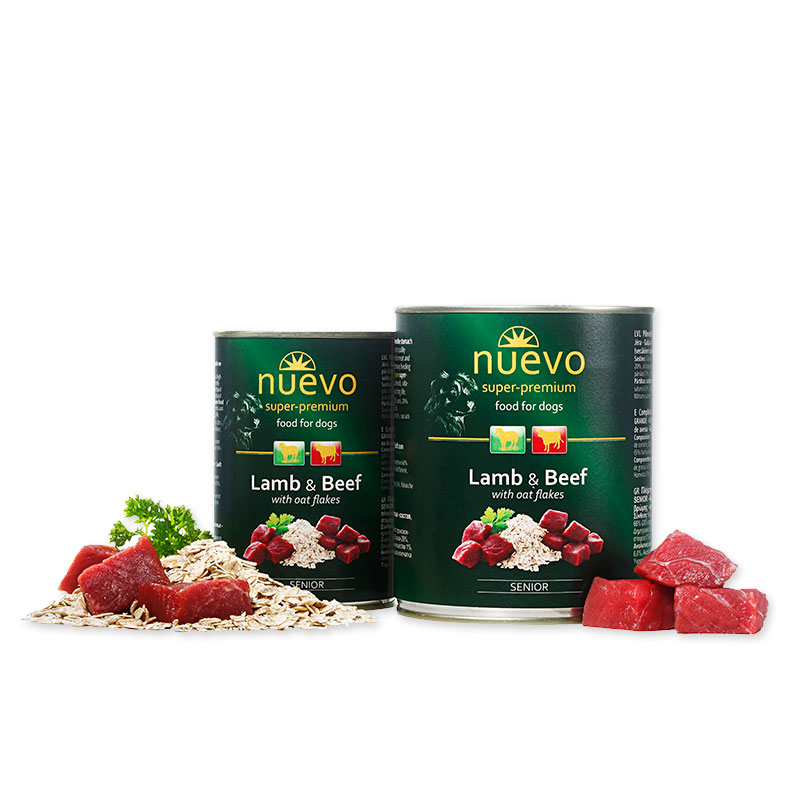NUEVO DOG SENIOR konservi suņiem Jērs, liellops 400g