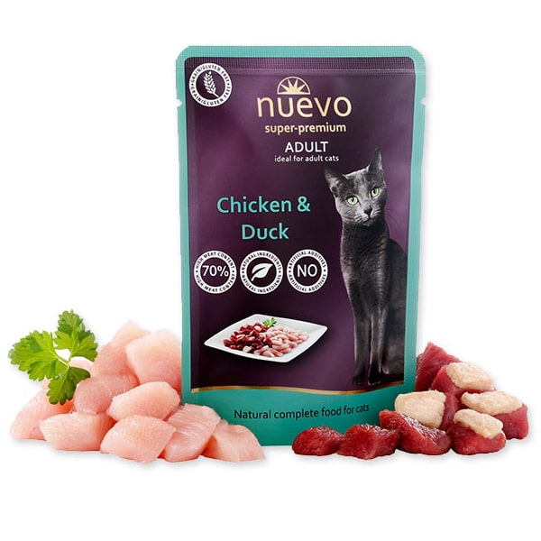 NUEVO CAT CHICKEN & DUCK konservi kaķiem Vista, pīle 85g