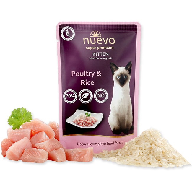 NUEVO CAT KITTEN POULTRY & RICE konservi kaķēniem Vista 85g