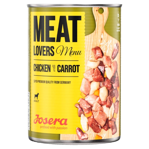 Josera Meat Lovers Menu Chicken & Carrot konservi suņiem ar vistu un burkāniem 800 g