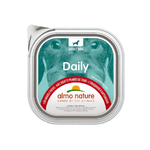 ALMO NATURE DOG DAILY BEEF & POTATO konservi suiņiem Liellops 100g