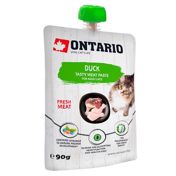 ONTARIO CAT TASTY MEAT PASTE DUCK gaļas pasta kaķiem Pīle 90g