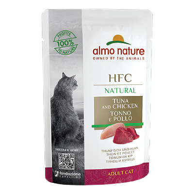 Almo Nature Cat HFC Tuna & Chicken konservi kaķiem Tuncis, vista 55g