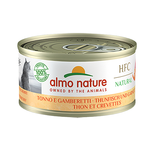 Almo Nature Cat HFC Tuna & Shrimps konservi kaķiem Tuncis, garneles 70g