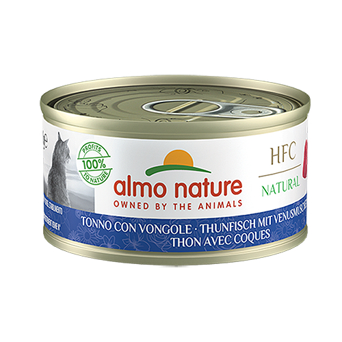 Almo Nature Cat HFC Tuna & Clams konservi kaķiem Tuncis, gliemenes 70g