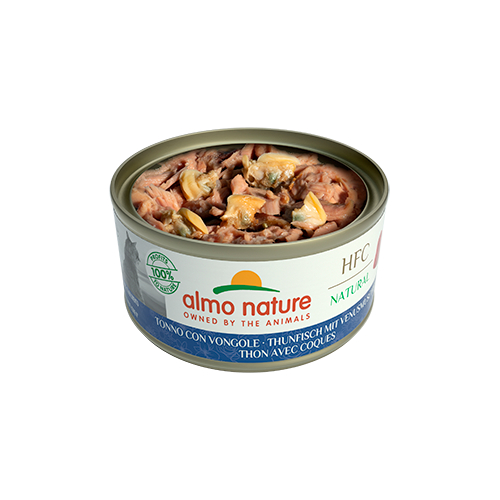 Almo Nature Cat HFC Tuna & Clams konservi kaķiem Tuncis, gliemenes 70g