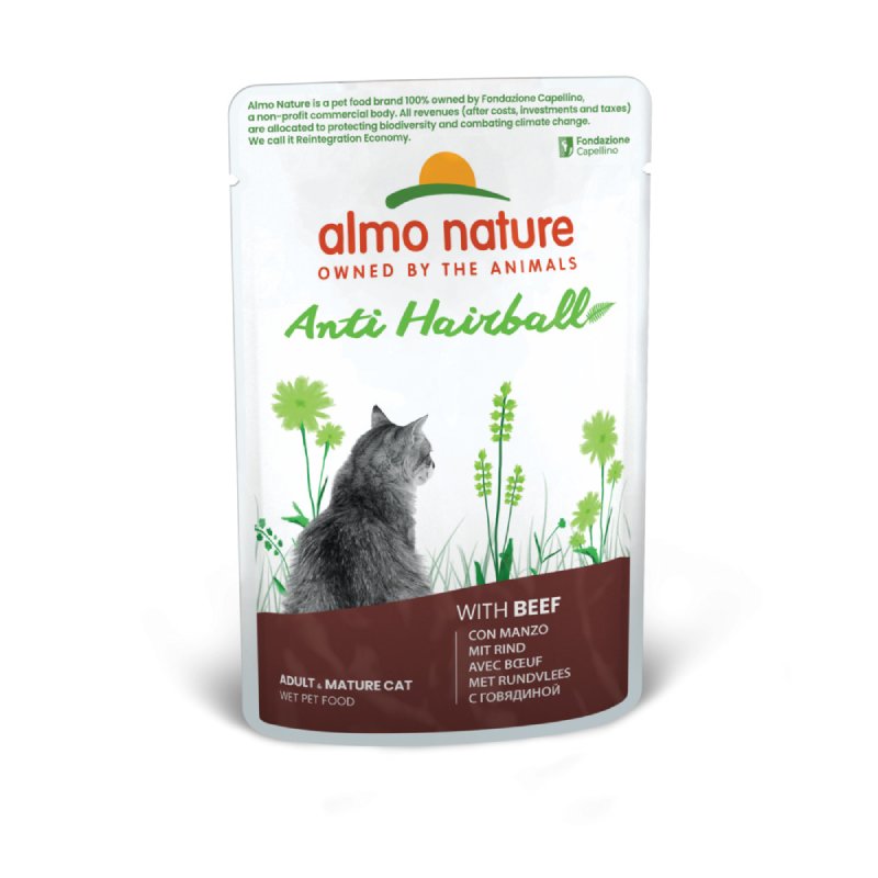 Almo Nature Cat Holistic Anti-Hairball Beef konservi kaķiem Liellops 70g