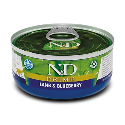 FARMINA N&D CAT PRIME LAMB kaķu konservi Jērs, mellenes 70g