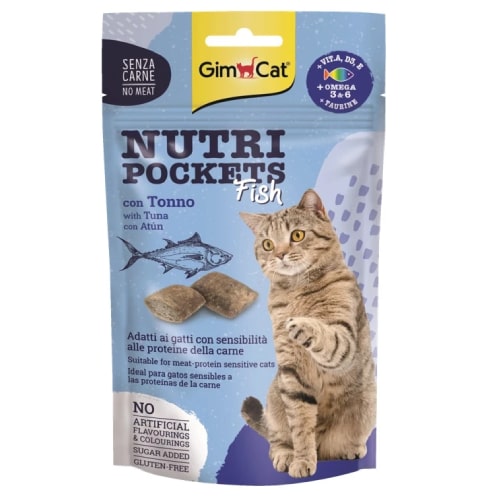 GIMCAT NUTRI POCKETS FISH kaķu gardums Tuncis, Omega 3/6 60g
