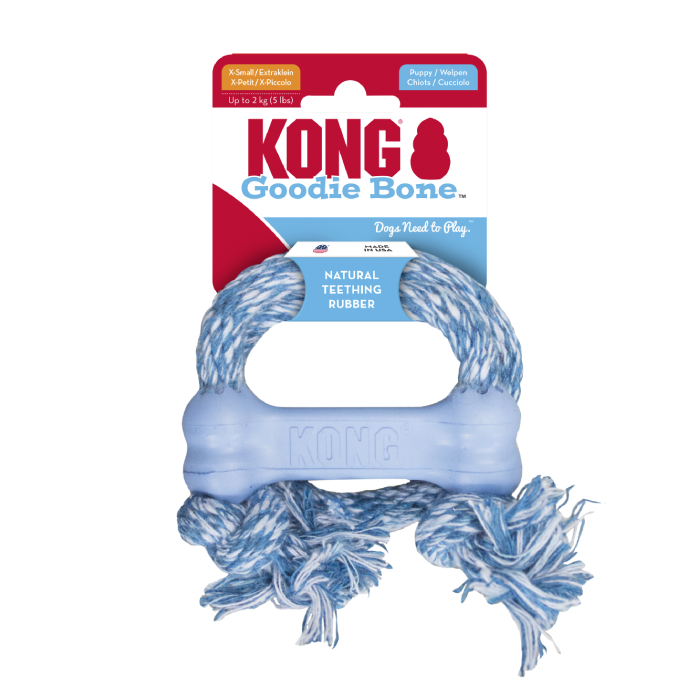 KONG PUPPY GOODIE BONE rotaļlieta suņiem ar virvi XS 8cm