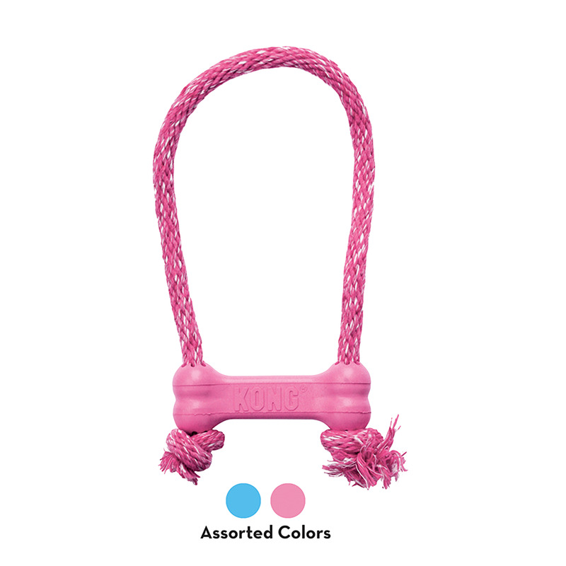 KONG PUPPY GOODIE BONE rotaļlieta suņiem ar virvi XS 8cm