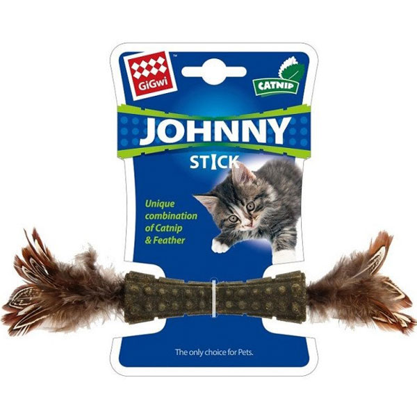 GIGWI JOHNNY CATNIP rotalļieta kaķiem ar kaķumētru, spalvām M 19cm