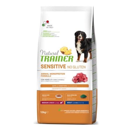 NATURAL TRAINER SENSITIVE MEDIUM MAXI LAMB sausā suņu barība Jērs 12kg