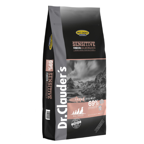 DR.CLAUDER’S DOG SENSITIVE JUNIOR SALMON suņu barība Lasis, rīsi 12.5kg