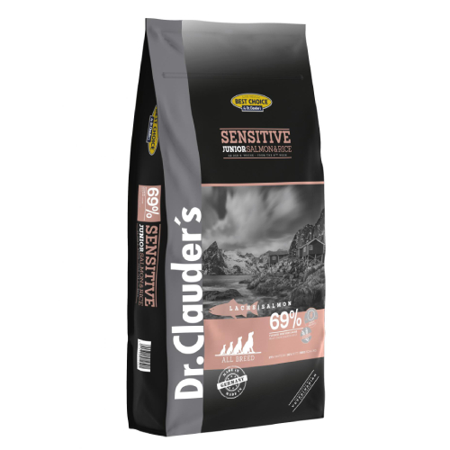 DR.CLAUDER`S DOG SENSITIVE JUNIOR SALMON suņu barība Lasis, rīsi 20kg