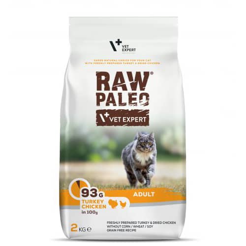 RAW PALEO CAT TURKEY CHICKEN sausā kaķu barība Tītars, vista 2kg