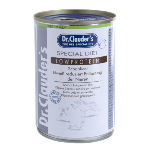 Dr.Clauders Dog Special Diet LOW PROTEIN suņiem konservi suņiem ar nieru problēmām 400g