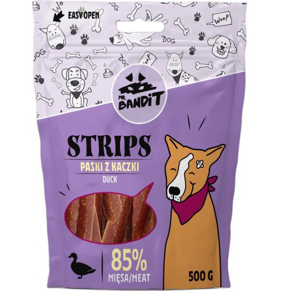 MR.BANDIT STRIPS DUCK gardums suņiem Pīles gaļa 500g