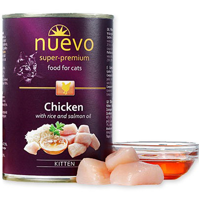 NUEVO CAT KITTEN CHICKEN konservi kaķēniem Vista 400g