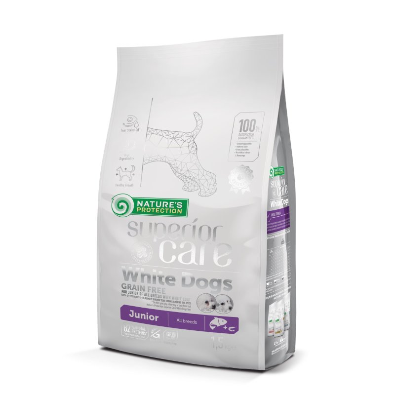 NATURE`S PROTECTION SUPERIOR JUNIOR ALL WHITE kucēnu barība Lasis 10kg
