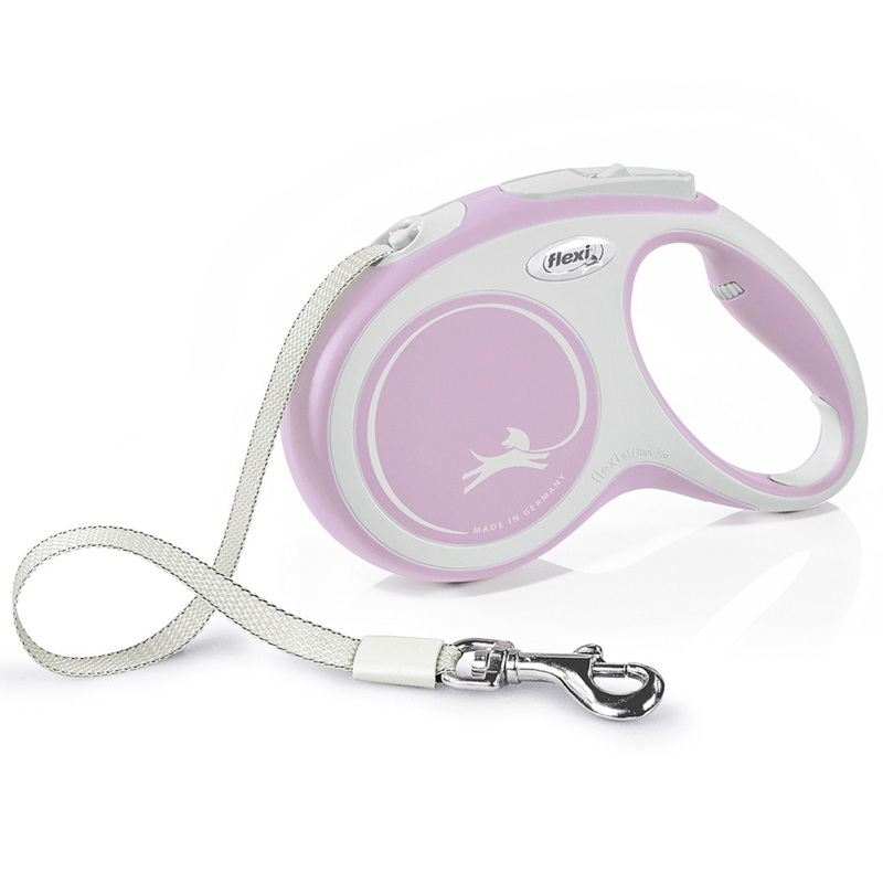 Flexi New Comfort Izvelkama pavada suņiem līdz 25kg M 5m lente Light Pink