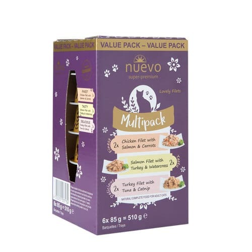 NUEVO CAT ADULT MULTIPACK konservi kaķiem 85g N6