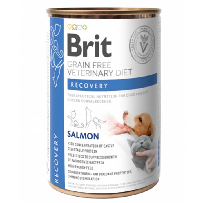 Brit Veterinary Diet Recovery veterinārie konservi suņiem un kaķiem atveseļošanai 400 g