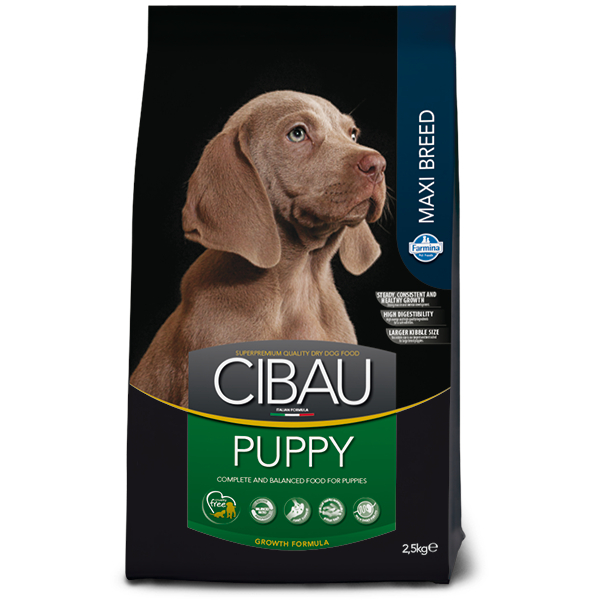 Cibau Puppy Maxi sausā suņu barība kucēniem ar vistu un rīsiem 12+2 kg