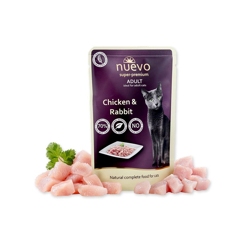 NUEVO CAT CHICKEN & RABBIT konservi kaķiem Vista, trusis 85g