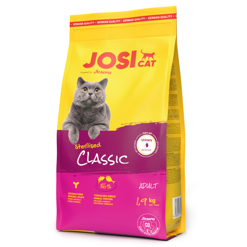 JosiCat Classic Sterilised sausā kaķu barība sterilizētiem kaķiem ar lasi 1.9 kg