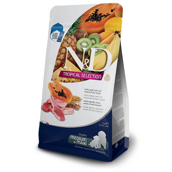 FARMINA N&D PUPPY LG TROPICAL LAMB M/L kucēnu barība Jērs 10kg