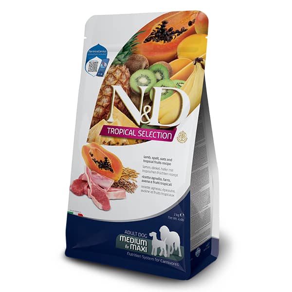 FARMINA N&D DOG LG TROPICAL LAMB M/L suņu barība Jērs 2kg