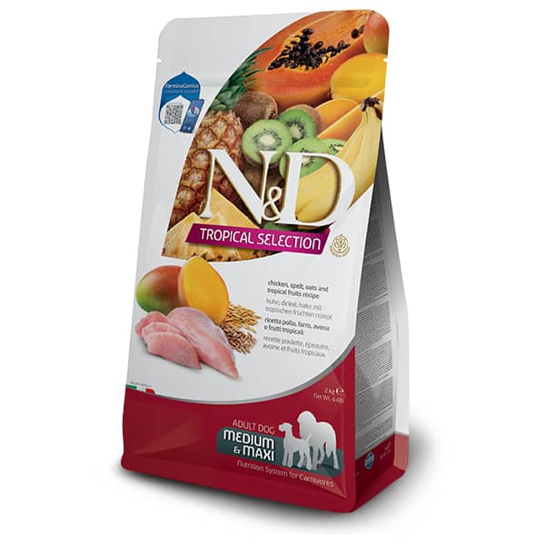 FARMINA N&D DOG LG TROPICAL CHICKEN M/L suņu barība Vista 2kg