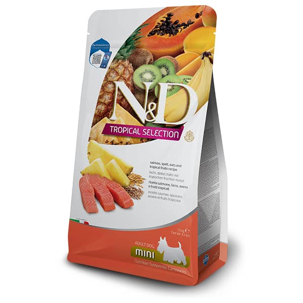FARMINA N&D DOG LG TROPICAL SALMON S suņu barība Lasis 5kg