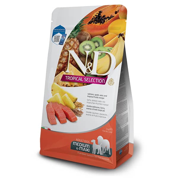 FARMINA N&D DOG LG TROPICAL SALMON M/L suņu barība Lasis 10kg