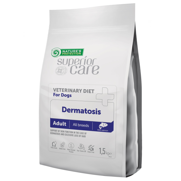 Nature’s Protection Veterinary Diet Dermatosis veterinārā suņu barība ādai ar lasi 1.5 kg
