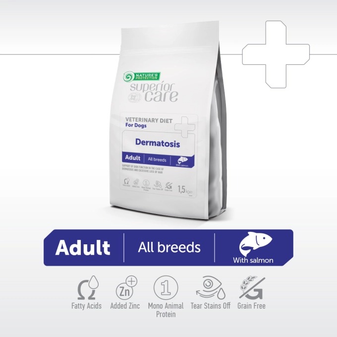 Nature’s Protection Veterinary Diet Dermatosis veterinārā suņu barība ādai ar lasi 10 kg