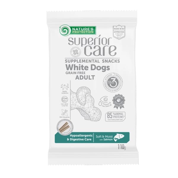 NATURE'S PROTECTION SUPERIOR SNACK HYPO & DIGESTIVE gardums suņiem Lasis 110g